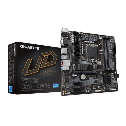 GIGABYTE B760M DS3H DDR4 LGA 1700 Intel B760 M-ATX Motherboard with DDR4, Dual M.2, PCIe 4.0, USB 3.2 Gen 2 Type-C, 2.5GbE LAN, Q-Flash Plus, PCIe EZ-Latch